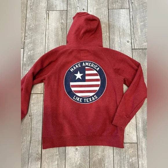 Burlebo NEW Make America Like Texas Sweatshirt Hoodie Red White Blue - Medium - Picture 2 of 4